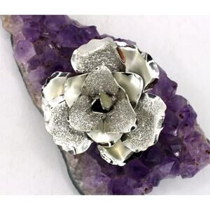 Vintage Coro Silver Dust Floral Brooch